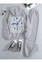 3 İplik Time Sweatshirt Sweatpants Jogger - Gray Printed Bottom Top Sweatpants Set with Hood - 2