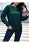 Believe Text Winter Sweatshirt - Nefti Green Printed Oversize Crew Neck - 4