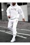 3 Thread New York 1997 Sweatshirt Sweatpants Jogger - White Printed Bottom Top Tracksuit Set Hooded