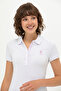 Women's White Basic Polo Neck T-Shirt 50262698-Vr013 - 4