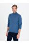 Blue Slim Fit Half Turtleneck Wool Blended Basic Knitwear Sweater 50257313-Vr036