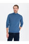 Blue Slim Fit Half Turtleneck Wool Blended Basic Knitwear Sweater 50257313-Vr036 - 3