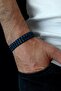 Natural Stone Hematite Blue Edge Stripe Bracelet - 4