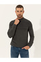 Gray Melange Slim Fit Half Turtleneck Sweater 50241465-Vr086