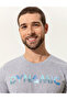 Light Gray Melange Slim Fit Printed Crew Neck T-Shirt 50249695-Vr091