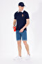 Men's Navy Blue Polo Neck Basic T-Shirt 50263005-Vr033 - 4
