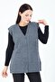 Women's Gray V-Neck Buttoned Pocket Knitted Wool Mother Knitwear Vest - 6