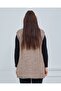 Women's Mink Round Neck Knitwear Buttoned Winter Wool Vest with Pockets - 7