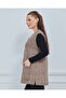 Women's Mink Round Neck Knitwear Buttoned Winter Wool Vest with Pockets - 4