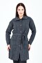 Women's Smoked Collar Buttoned Pocket Belted Knitted Knitwear Wool Long Cardigan - 8