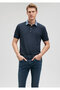 Collar Detailed Navy Blue Polo T-Shirt Fitted / Bodycon Cut 062685-28417 - 2