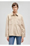 Beige Faux Suede Jacket Loose Fit / Loose Relaxed Fit1110368-86596 - 4
