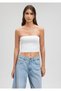 Strapless White Knitwear Top Crop / Short Cut1710448-70057 - 3