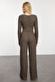 Kahverengi Yumoş Crop ve Wide Leg/Geniş Paça Örme Alt Üst Takım TWOAW23AU00125 - 5