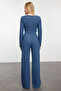 Indigo Yumoş Crop ve Wide Leg/Geniş Paça Örme Alt Üst Takım TWOAW23AU00125 - 7