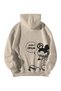 Unisex Cream Playboi Carti Printed Oversize Hooded Kangaroo Pocket Hoodie - 2