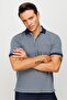 Men's Polo Neck Pocket Jacquard Tshirt Smoked - 2