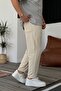 Boyfriend men's stitched waffle fabric elastic waist beige jogger pants - 3