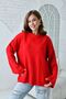 Women's Off-Shoulder Wide Sleeve Crew Neck Long Sleeve Oversize Red Knitwear Sweater 4091