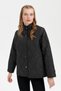 Women's Short Quilted Jacket with Snap Front and Onion Pattern, Black - 3