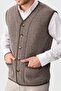 Men's V-Neck Pique Woven Wool Vest Mink with Felt Accessories - 6