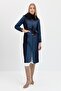 Women's Furry Long Sleeve Coat Navy Blue - 3