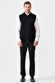 Men's Judge Collar Pique Jacquard Zippered Wool Vest Black - 2