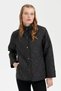 Women's Short Quilted Jacket with Snap Front and Onion Pattern, Black - 2