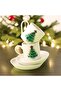 Pine Tree Patterned Porcelain Turkish Coffee Cup - Set of Two - 7