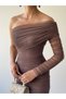 New Season One-Sleeve Tulle Dress - 3