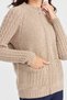 Women's High Collar Pocket and Sleeve Hair Knitted Wool Cardigan Red Beige - 3