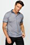 Men's Polo Neck Linen Printed T-shirt Black - 2