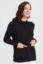 Women's High Collar Pocket and Sleeve Hair Knitted Wool Cardigan Black - 7