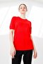 Women's Lycra Short Sleeve Crew Neck Plain Blouse Coral - 7