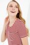 Women's Crew Neck Short Sleeve Striped Cotton T-shirt Red - 7