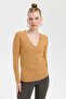 Women's V-Neck Seamless Cardigan Camel - 5