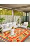 Leyla Collection Orange Ethnic Shapes Woven Base Modern Decorative Carpet Leyla42 - 3