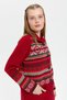 Women's Polo Collar Skirt Felted Araboy Wool Cardigan Dark Red - 7