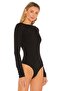 Women's Boat Neck Long Sleeve Silk Jersey Bodysuit - 3