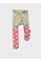 Girl's Gray Cotton Star Patterned Pink Striped Pantyhose - 4