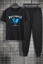 Unisex Blue Butterfly Printed 2-Piece Tracksuit Set