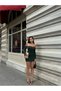 Women's Long Sleeve Strapless Green Dress - 4