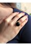 Natural Stone Onyx Natural Stone Patterned Adjustable Round Women's Ring - 2