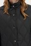 Women's Short Quilted Jacket with Snap Front and Onion Pattern, Black - 5
