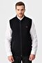Men's Judge Collar Pique Jacquard Zippered Wool Vest Black - 3