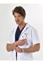 White Intermediate Length, Short Sleeve, Classic Collar, Doctor's Coat - 3