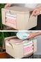 2 small-sized windowed cream striped under-bed storage bins/organizers for suitcases, 40x30x20 cm - 2