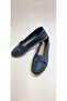Inside and Outside 100% Genuine Genuine Leather Braided Navy Blue Ballerinas