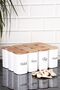 12 Pieces 250 ml Vacuumed Bamboo Wooden Lid Porcelain Look Acrylic Spice Bowl with Label Gift - 4