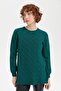 Women's Crew Neck Seamless Wool Sweater with Braided Hair on the Front B.C. - 2